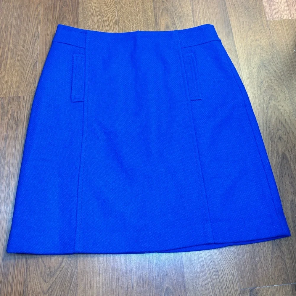 TALBOTS Women's Wool A-Line Skirt Royal Blue Professional Office Mini Academia 6